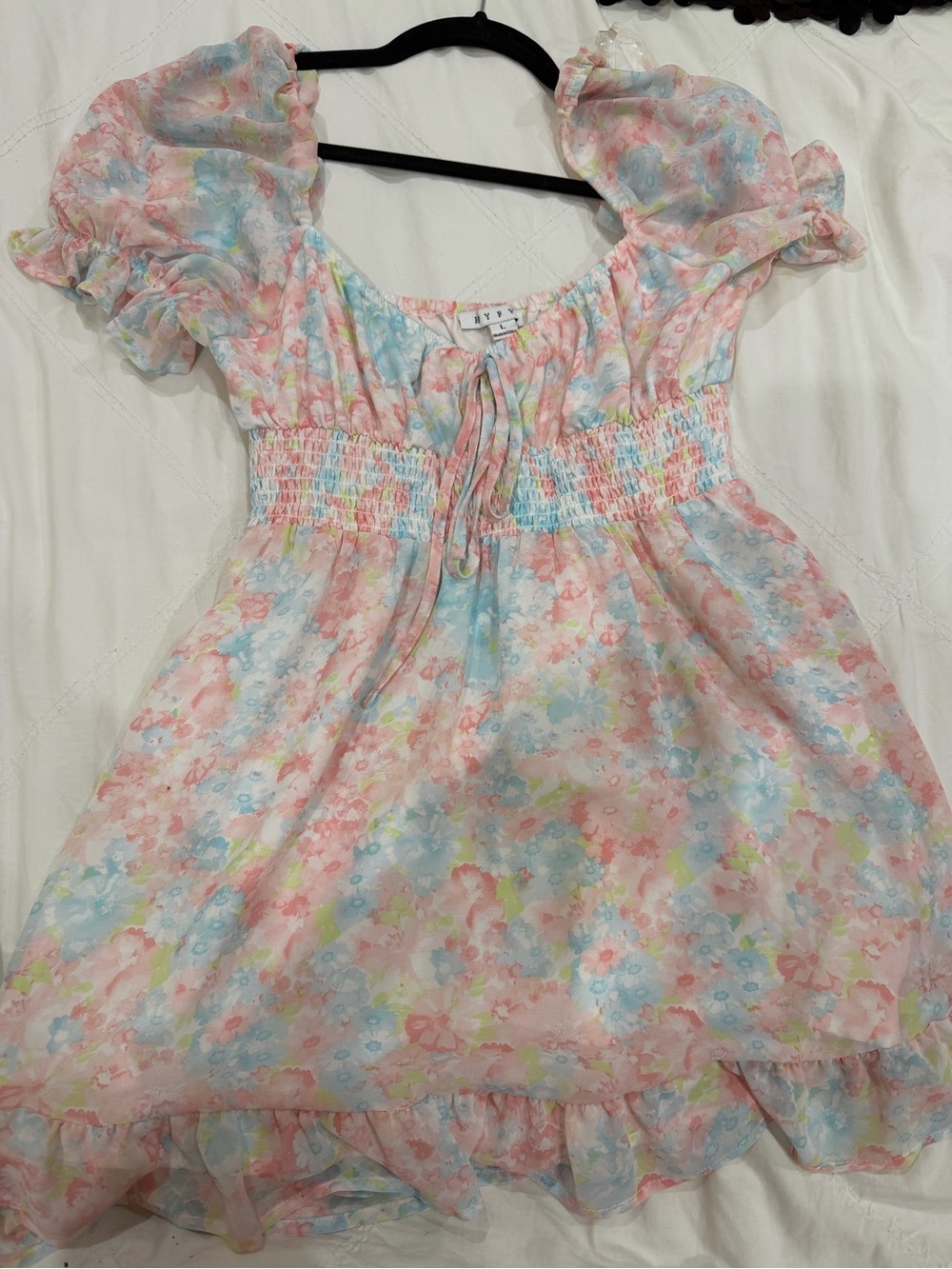 HYFVE Pastel Floral Mini Dress - Pink Blue Green
